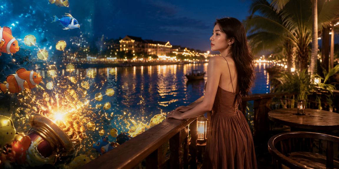 Người dùng tại Hội An xem kèo bóng đá và uống cà phê buổi tối